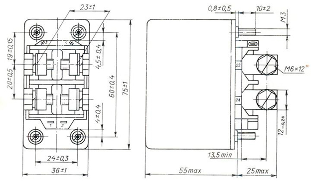 Габаритные размеры контактора КНЕ-220