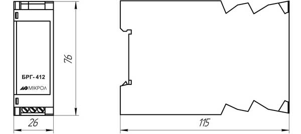 Габаритные размеры блока БРГ-412