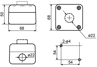 Рис.1. Габариты поста командоаппаратного XAL-B132Н29